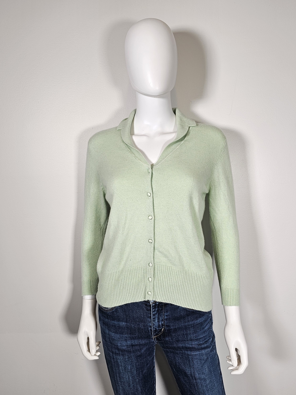 Autograph Marks & Spencer Pale Green Cashmere Cardigan Sz UK 14 US 10